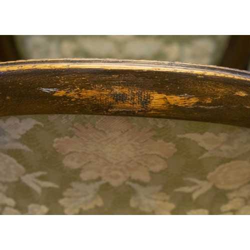 264 - OPEN ARMCHAIRS, 60cm W, a set of four, late 19th century, George III style oak, in patterned green f... 