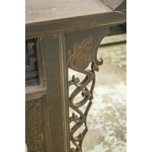252 - ALTAR TABLE, 89cm H x 263cm W x 38cm D, 19th century Chinese hardwood.