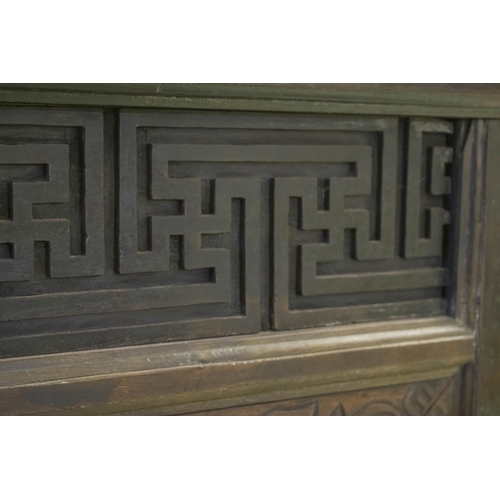 252 - ALTAR TABLE, 89cm H x 263cm W x 38cm D, 19th century Chinese hardwood.