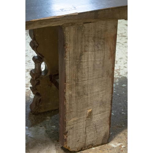 253 - CHINESE BENCHES, 54cm H x 304cm x 31cm, a pair, 19th century hardwood. (These benches had black tops... 