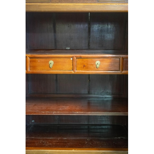 254 - NINGBO CABINETS, 181cm H x 110cm x 60cm, a pair, 19th century Chinese hardwood, with two doors enclo... 