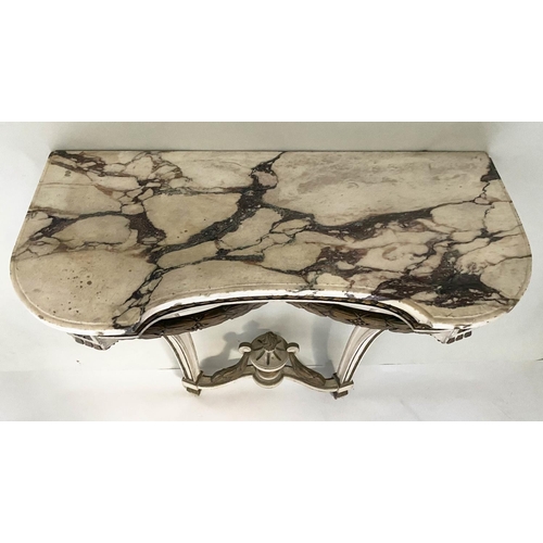 202 - ITALIAN CONSOLE TABLE, 85cm W x 40cm D x 80cm H, late 19th century, painted and parcel gilt, with in... 