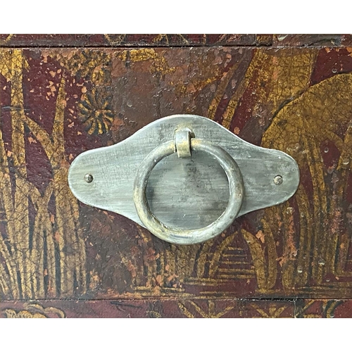 203 - WARDOBE by MAPLE & Co., 180cm H x 107cm W x 49cm D, early 20th century, scarlet lacquered, the panel... 