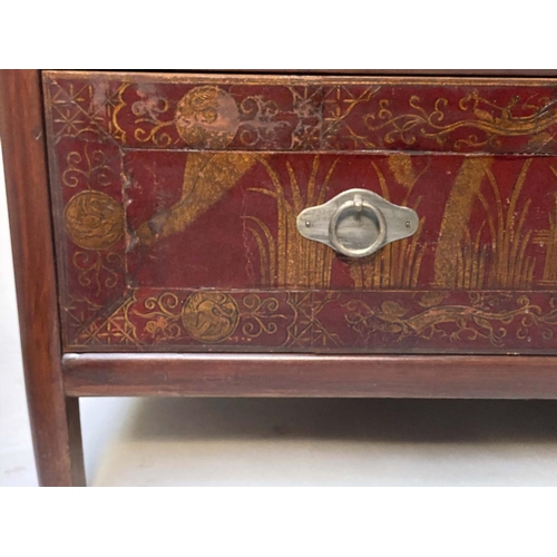 203 - WARDOBE by MAPLE & Co., 180cm H x 107cm W x 49cm D, early 20th century, scarlet lacquered, the panel... 