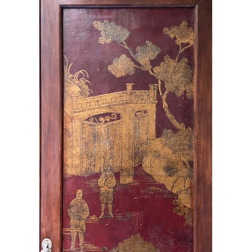 203 - WARDOBE by MAPLE & Co., 180cm H x 107cm W x 49cm D, early 20th century, scarlet lacquered, the panel... 