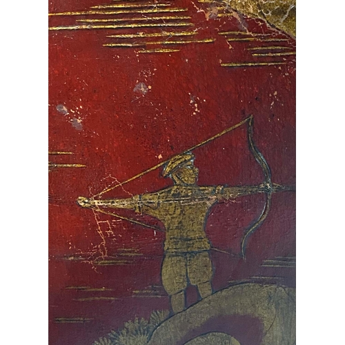 203 - WARDOBE by MAPLE & Co., 180cm H x 107cm W x 49cm D, early 20th century, scarlet lacquered, the panel... 