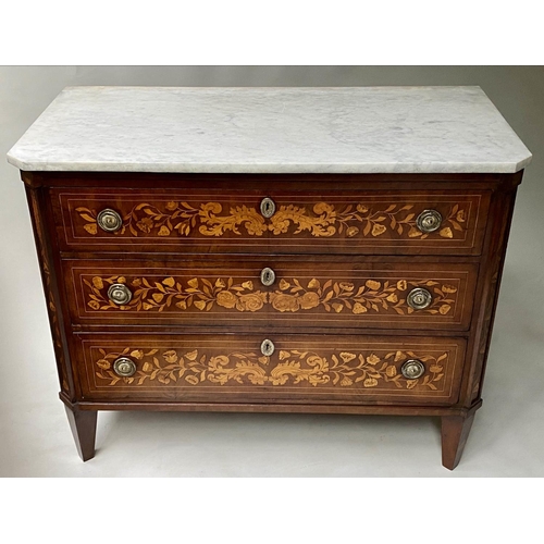 205 - DUTCH COMMODE, 102cm W x 50cm D x 83cm H, 19th century, mahogany and floral and foliate satinwood ma... 