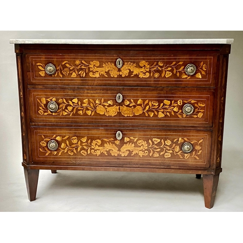 205 - DUTCH COMMODE, 102cm W x 50cm D x 83cm H, 19th century, mahogany and floral and foliate satinwood ma... 