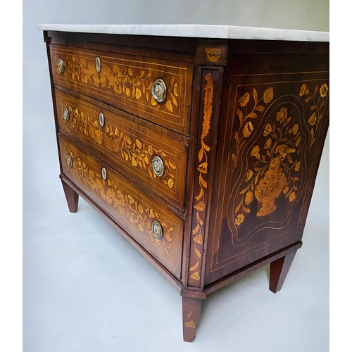 205 - DUTCH COMMODE, 102cm W x 50cm D x 83cm H, 19th century, mahogany and floral and foliate satinwood ma... 
