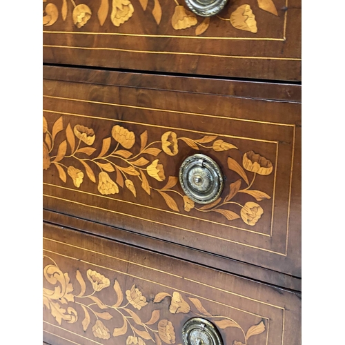 205 - DUTCH COMMODE, 102cm W x 50cm D x 83cm H, 19th century, mahogany and floral and foliate satinwood ma... 