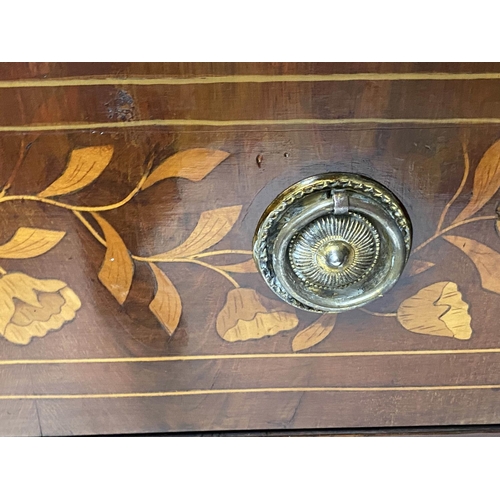 205 - DUTCH COMMODE, 102cm W x 50cm D x 83cm H, 19th century, mahogany and floral and foliate satinwood ma... 