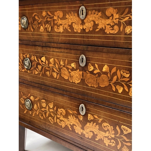 205 - DUTCH COMMODE, 102cm W x 50cm D x 83cm H, 19th century, mahogany and floral and foliate satinwood ma... 