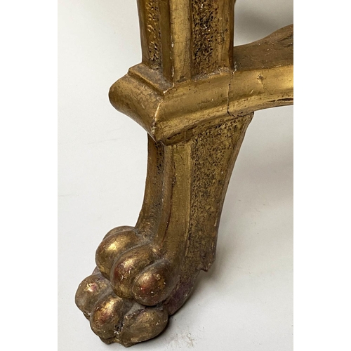 206 - CONSOLE TABLE, 19th century Italian, carved giltwood with serpentine moulded fine white marble top, ... 