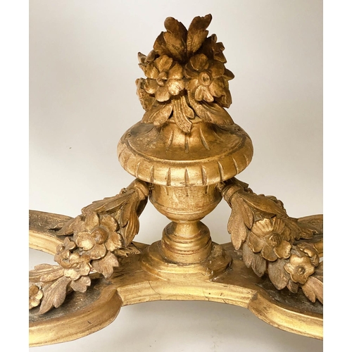 206 - CONSOLE TABLE, 19th century Italian, carved giltwood with serpentine moulded fine white marble top, ... 