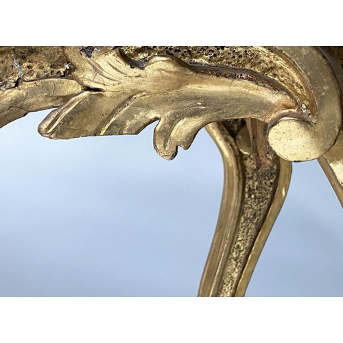 206 - CONSOLE TABLE, 19th century Italian, carved giltwood with serpentine moulded fine white marble top, ... 