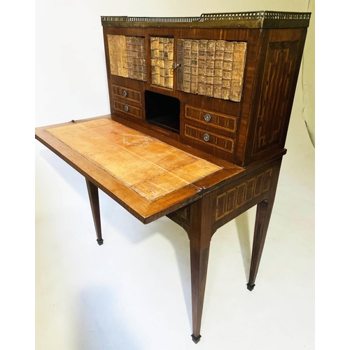 212 - DUTCH BONHEUR DE JOUR, 85cm W x 46cm D x 120cm H, 19th century mahogany and satinwood inlaid, with g... 