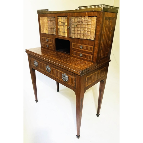 212 - DUTCH BONHEUR DE JOUR, 85cm W x 46cm D x 120cm H, 19th century mahogany and satinwood inlaid, with g... 