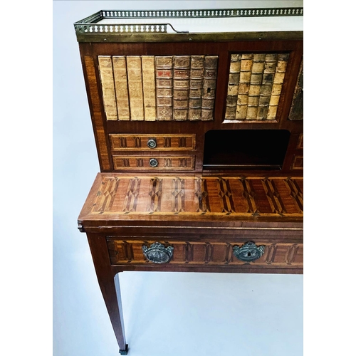 212 - DUTCH BONHEUR DE JOUR, 85cm W x 46cm D x 120cm H, 19th century mahogany and satinwood inlaid, with g... 
