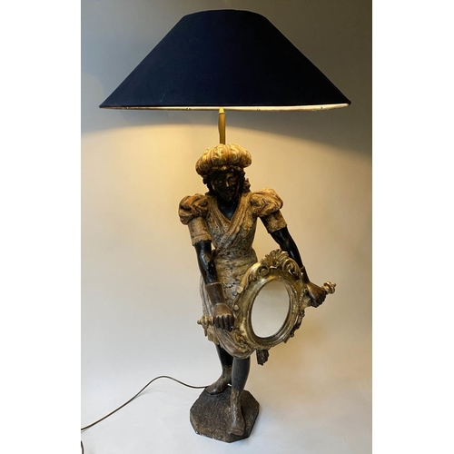 214 - VENETIAN STANDARD LAMP, 150cm H approx., 18th century, polychrome and gilt, in the form of a hand he... 