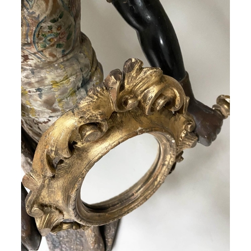 214 - VENETIAN STANDARD LAMP, 150cm H approx., 18th century, polychrome and gilt, in the form of a hand he... 