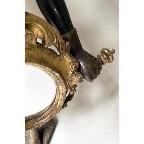 214 - VENETIAN STANDARD LAMP, 150cm H approx., 18th century, polychrome and gilt, in the form of a hand he... 