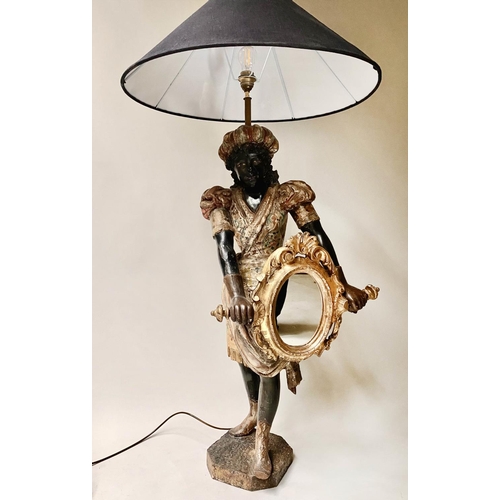 214 - VENETIAN STANDARD LAMP, 150cm H approx., 18th century, polychrome and gilt, in the form of a hand he... 