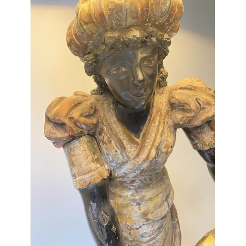 214 - VENETIAN STANDARD LAMP, 150cm H approx., 18th century, polychrome and gilt, in the form of a hand he... 