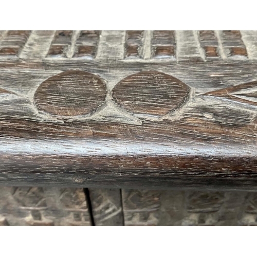 209 - CHEST, West African Anglo Colonial, carved hardwood and brass mounted, with two short above three lo... 