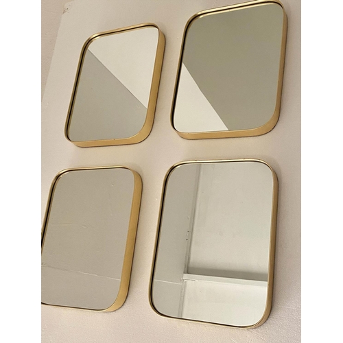 598 - WALL MIRRORS, a set of four, 40cm x 30cm, 1960's French style, gilt frames. (4)