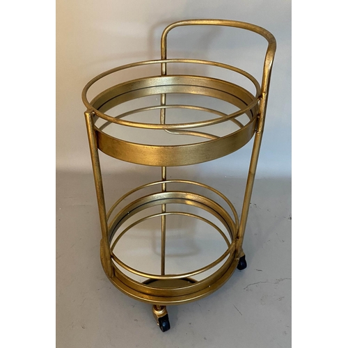 597 - DRINKS TROLLEY, 77cm x 42cm, 1960's French style, gilt metal and mirror.