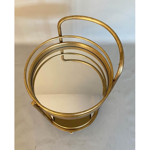 597 - DRINKS TROLLEY, 77cm x 42cm, 1960's French style, gilt metal and mirror.