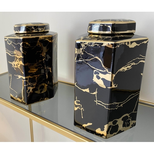 600 - GINGER JARS, a pair, 32cm x 20cm, glazed ceramic. (2)