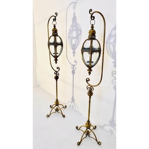 593 - FLOOR STANDING LANTERNS, a pair, 163cm x 35cm, Regency style. (2)