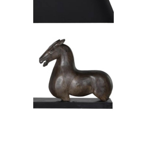 583 - ARCHITECTURAL HORSES TABLE LAMP, 72cm x 95cm x 20cm, with shade.