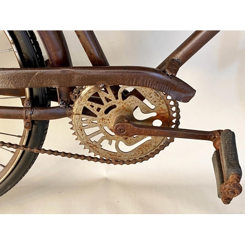 585 - UPCYCLED BICYCLE CONSOLE TABLE, 90cm x 188cm x 38cm.