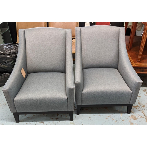 422 - ARMCHAIRS, a pair, 74cm x 84cm x 92cm, contemporary grey fabric upholstery. (2)