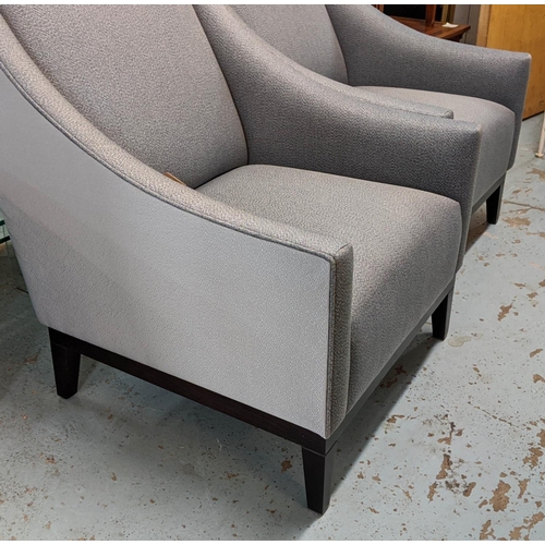 422 - ARMCHAIRS, a pair, 74cm x 84cm x 92cm, contemporary grey fabric upholstery. (2)