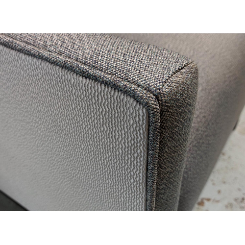 422 - ARMCHAIRS, a pair, 74cm x 84cm x 92cm, contemporary grey fabric upholstery. (2)