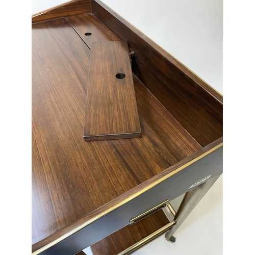 431 - STARBAY WRITING TABLE, 80cm W x 40cm D x 90cm H, American, walnut and brass bound, with two drawers,... 