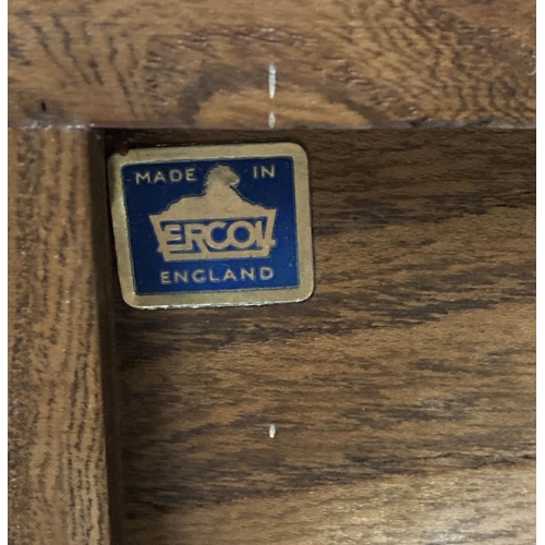 430 - ERCOL WRITING TABLE, 1970's Ercol solid elm with superstructure and drawer labelled Ercol, 69cm x 47... 