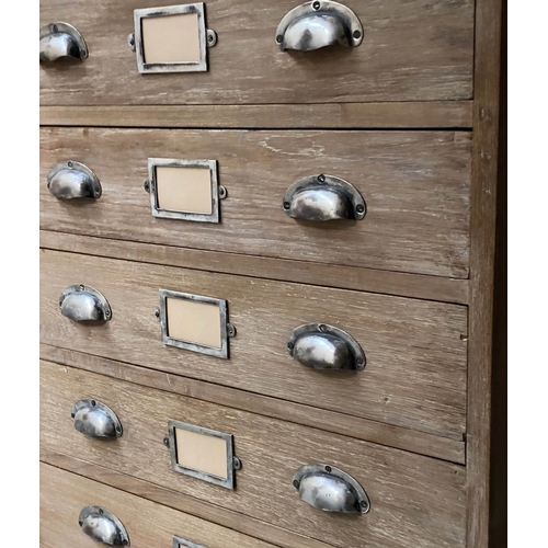 339 - FILING CHEST, 143cm H x 70cm x 60cm, early 20th century English oak with nine filing drawers and pan... 