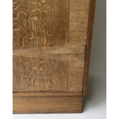 240 - HEALS WARDROBE, Art Deco period, oak and radial oak, with two panel doors enclosing divided hanging ... 