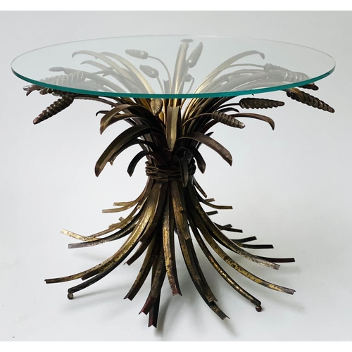 243 - WHEATSHEAF LOW TABLES, a pair, Italian mid 20th century gilt metal with glass tops, 51cm x 40cm H. (... 