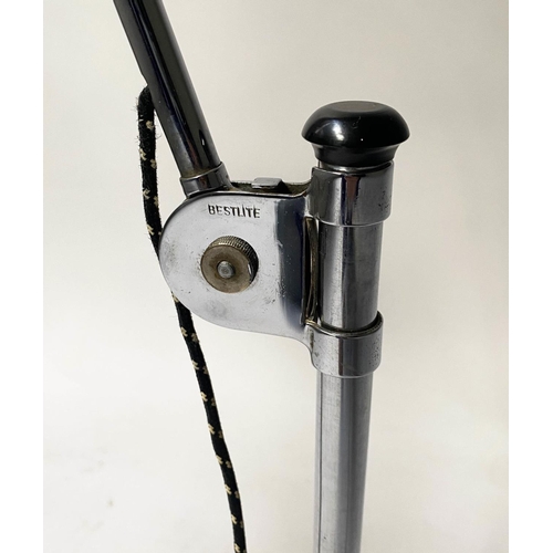 245 - BESTLITE, 21cm W x 85cm H max., 1950's stainless steel and chrome, with fully adjustable column and ... 