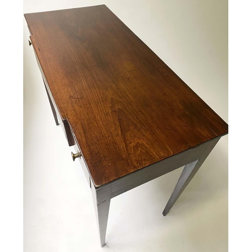 227 - WRITING TABLE, Regency mahogany and ebony lined with three frieze drawers, 97cm x 44cm x 79cm H.