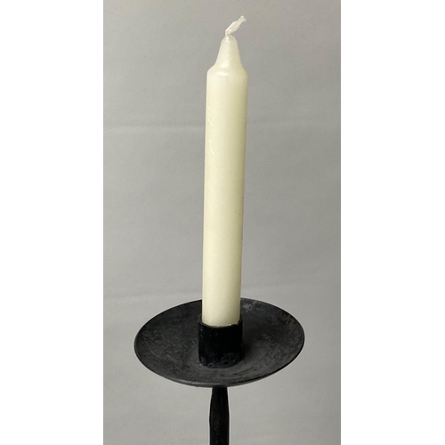 229 - ELEPHANT FENDER, wrought iron with candlestick standards and elephants pierced panel, 97cm x 94cm H.