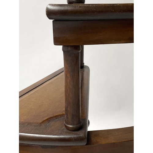 221 - LIBRARY STEPS, George III style mahogany, with four spiral gilt tooled leather treads and pole, 155c... 
