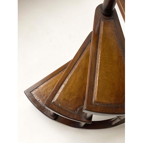 221 - LIBRARY STEPS, George III style mahogany, with four spiral gilt tooled leather treads and pole, 155c... 