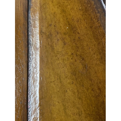 221 - LIBRARY STEPS, George III style mahogany, with four spiral gilt tooled leather treads and pole, 155c... 