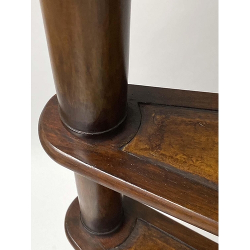 221 - LIBRARY STEPS, George III style mahogany, with four spiral gilt tooled leather treads and pole, 155c... 
